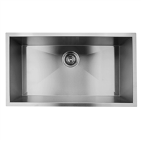 Pelican PL-HA115 R0 16G Handmade 16 Gauge Stainless Steel Undermount Kitchen Sink 32'' x 18'' w/ Zero Radius Corners